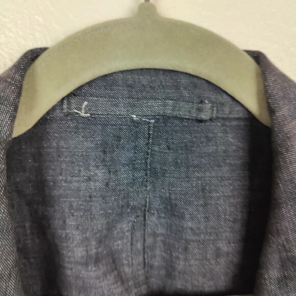 Eileen Fisher Linen Blazer Womens Medium Dark Gray Button Up Lightweight Jacket - Picture 6 of 8